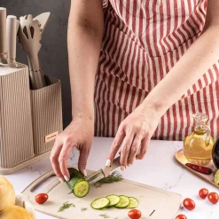 Zestaw przyborów kuchennych Klausberg, 12 elementów, z nożami i deską, beżowe