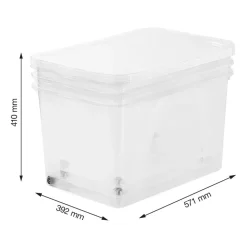 Zestaw 3 pudełek do przechowywania Rotho Lona, 50 l, transparentne