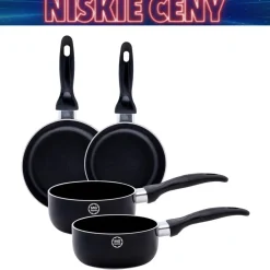 Zestaw rondli i patelni MG Home Mini, 4 elementy, czarne
