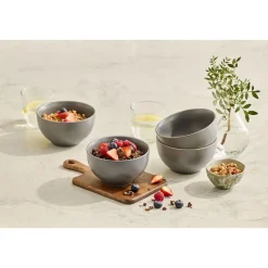 Zestaw salaterek ceramicznych Domotti Pastelli, 660 ml, 14 cm, 4 sztuki, ciemnoszare