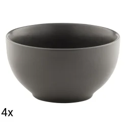 Zestaw salaterek ceramicznych Domotti Pastelli, 660 ml, 14 cm, 4 sztuki, ciemnoszare