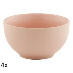 Zestaw salaterek ceramicznych Domotti Pastelli, 660 ml, 14 cm, 4 sztuki, różowe