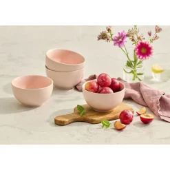 Zestaw salaterek ceramicznych Domotti Pastelli, 660 ml, 14 cm, 4 sztuki, różowe