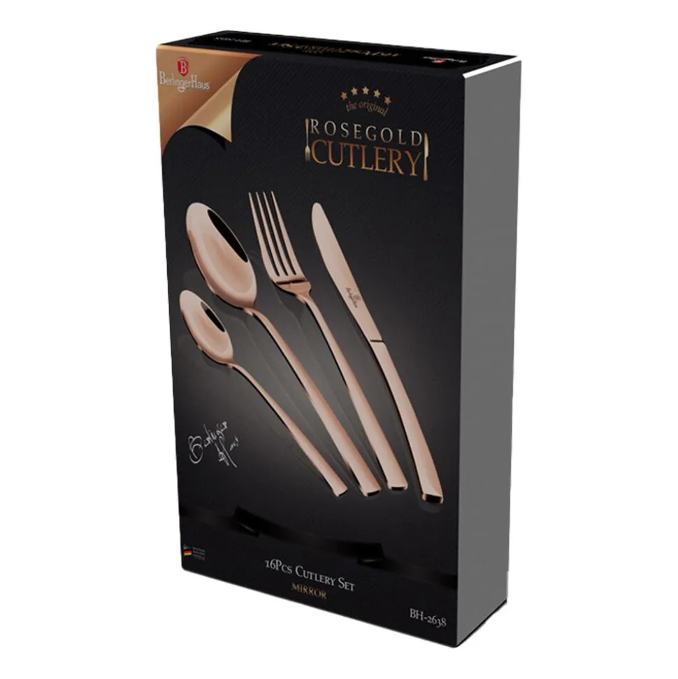 Zestaw sztućców BerlingerHaus Rose Gold, 16 elementów, różowe złoto