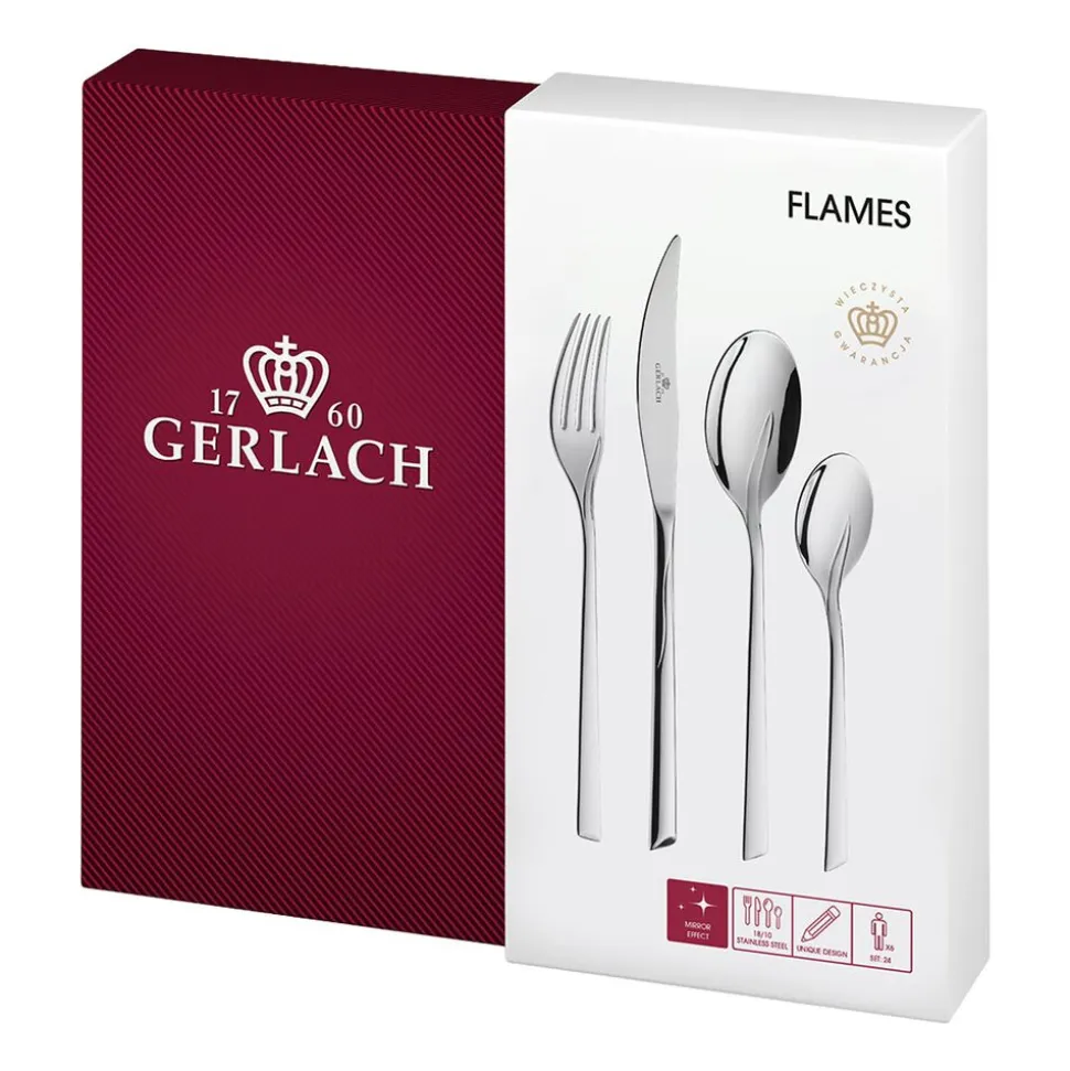 Zestaw sztućców Gerlach Flames, 24 el., stal nierdzewna