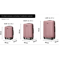 Zestaw walizek Wings Kestrel, 3 szt., rose gold