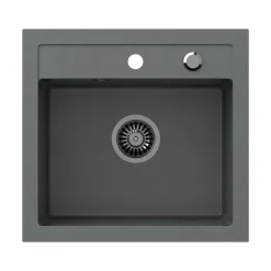 Zlewozmywak granitowy jednokomorowy szary Root Chef Box, 500 x 470 x 185 mm