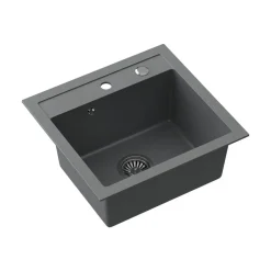 Zlewozmywak granitowy jednokomorowy szary Root Chef Box, 500 x 470 x 185 mm