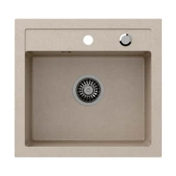 Zlewozmywak granitowy jednokomorowy beżowy Root Chef Box, 500 x 470 x 185 mm