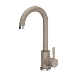 Zlewozmywak granitowy LONG, z baterią GUM, beżowy, 770 x 440 x 175 mm