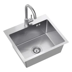 Zlewozmywak stalowy Midi Basic z baterią, stal nierdzewna, 500 x 450 x 200 mm