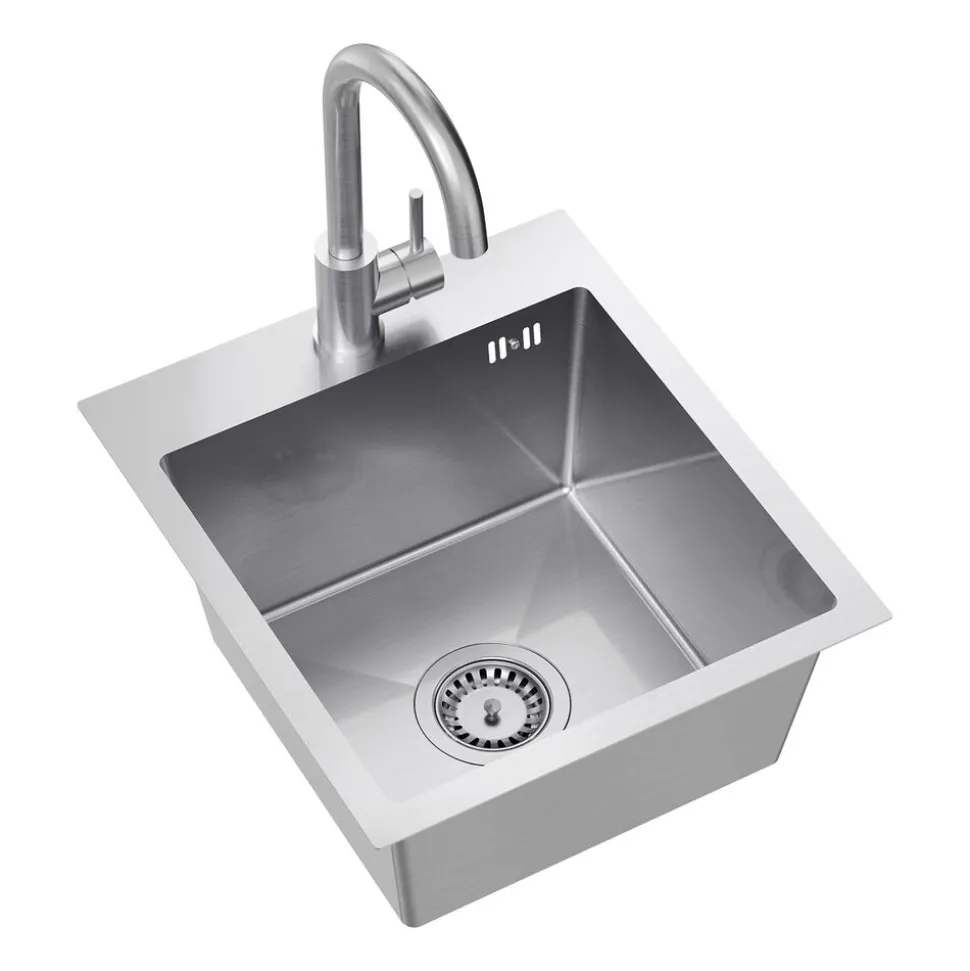 Zlewozmywak stalowy Mini Basic z baterią, stal nierdzewna, 400 x 450 x 200 mm