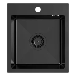 Zlewozmywak stalowy Mini Basic z baterią, czarny, 400 x 450 x 200 mm
