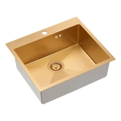 Zlewozmywak stalowy Root Chef Moon Box, 55 x 48 x 20 cm, z syfonem, miedziany