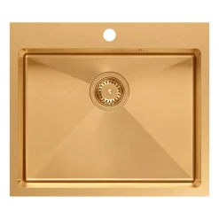 Zlewozmywak stalowy Root Chef Moon Box, 55 x 48 x 20 cm, z syfonem, miedziany