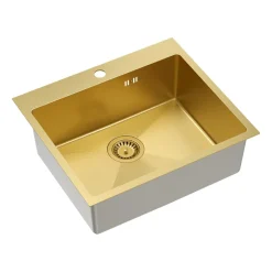 Zlewozmywak stalowy Root Chef Moon Box, 55 x 48 x 20 cm, z syfonem, złoty