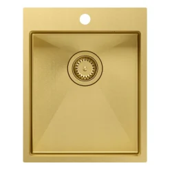 Zlewozmywak stalowy Root Chef Moon Box, 40 x 50 x 20 cm, z syfonem, złoty